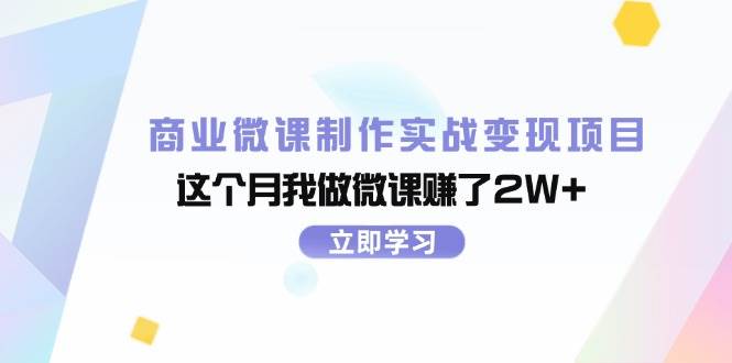 商业微课制作实战变现项目，这个月我做微课赚了2W+-蓝海无涯