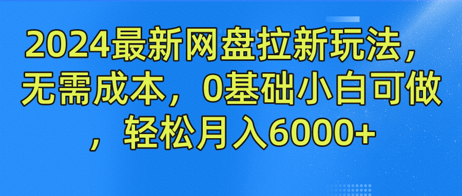 2024最新网盘拉新玩法，无需成本，0基础小白可做，轻松月入6000+-蓝海无涯