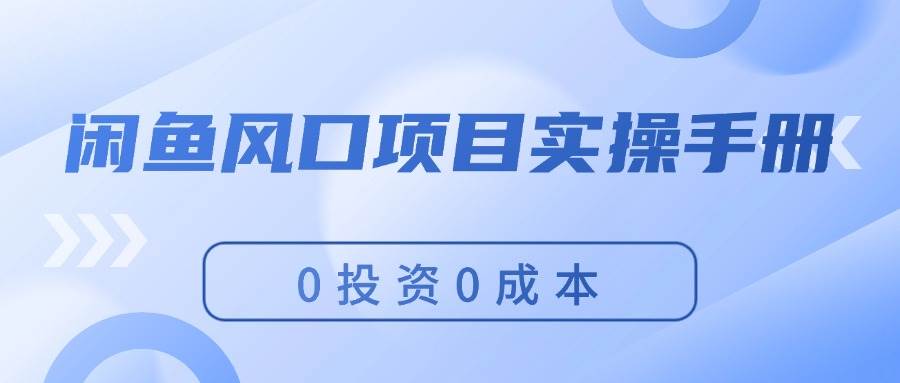 闲鱼风口项目实操手册，0投资0成本，让你做到，月入过万，新手可做-蓝海无涯