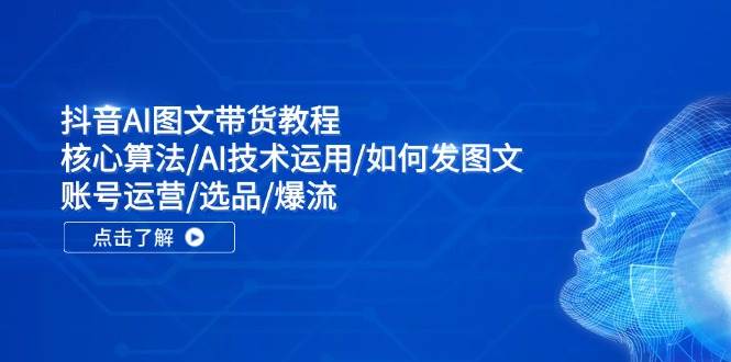 抖音AI图文带货教程：核心算法/AI技术运用/如何发图文/账号运营/选品/爆流-蓝海无涯