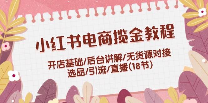 小红书电商揽金教程：开店基础/后台讲解/无货源对接/选品/引流/直播(18节)-蓝海无涯