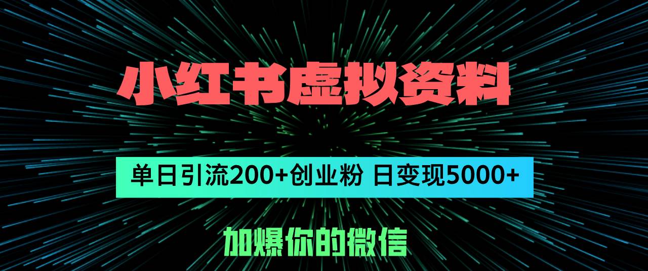 小红书虚拟资料日引流200+创业粉，单日变现5000+-蓝海无涯