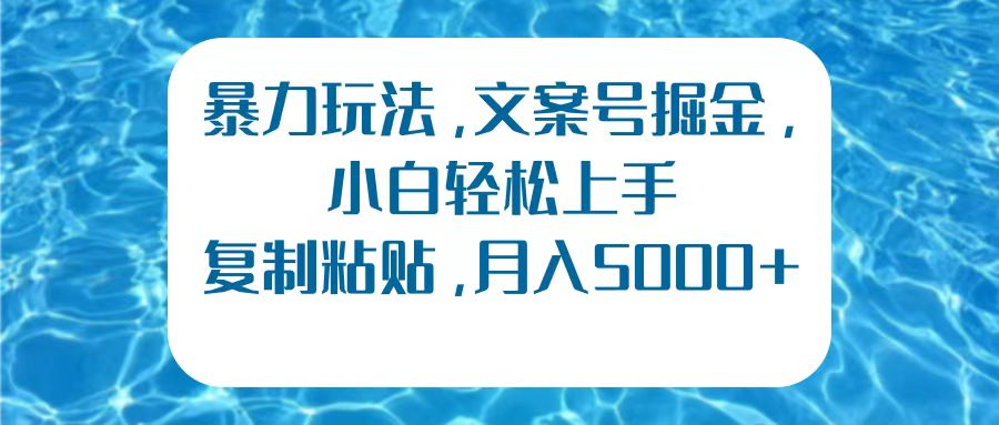 暴力玩法，文案号掘金，小白轻松上手，复制粘贴，月入5000+-蓝海无涯