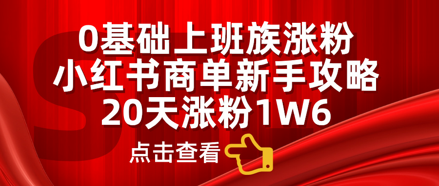 0基础上班族涨粉，小红书商单新手攻略，20天涨粉1.6w-蓝海无涯