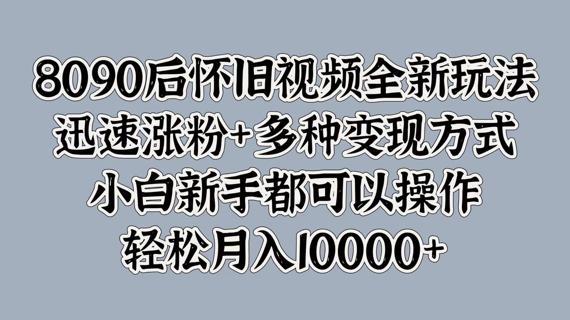 8090后怀旧视频全新玩法，迅速涨粉+多种变现方式，小白新手都可以操作，轻松月入10000+-蓝海无涯