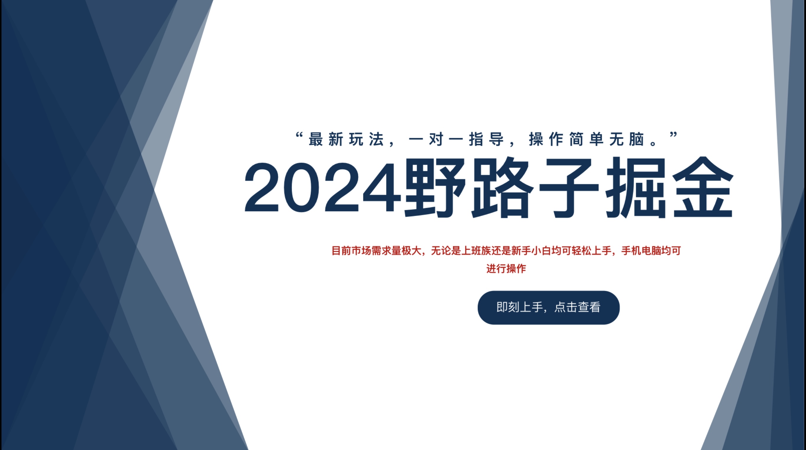 2024野路子掘金，最新玩 法， 一对一指导，操作简单无脑。-蓝海无涯