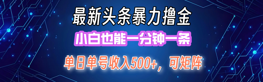 最新头条撸金，小白也能一分钟一条-蓝海无涯