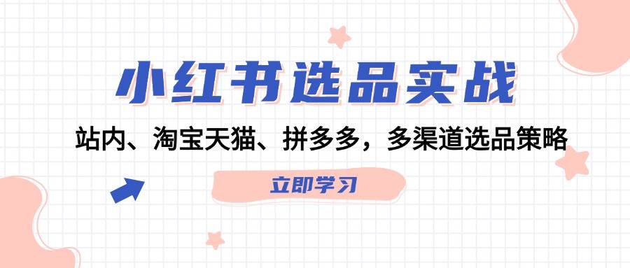 小红书选品实战：站内、淘宝天猫、拼多多，多渠道选品策略-蓝海无涯